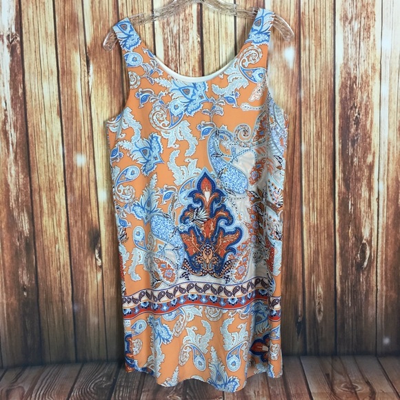 Lila Rose Spring Paisley Filigree Ornate Busy Allover Print Shift Dress Size 4 - Picture 3 of 6
